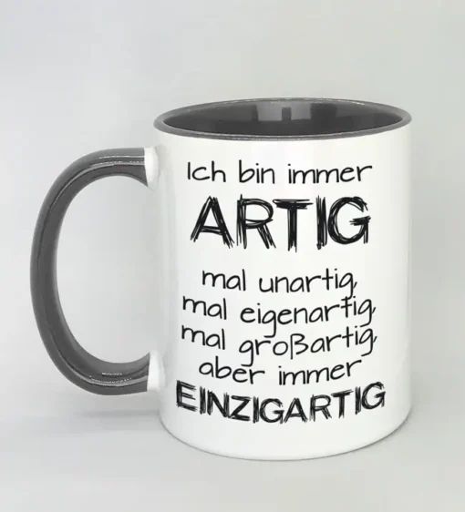 Lustige Spruchtasse mit farbiger Innenseite