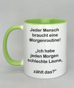 Lustige Spruchtasse mit farbiger Innenseite
