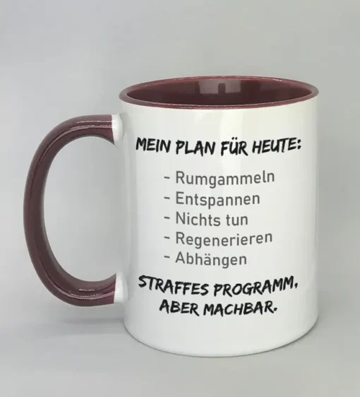 Lustige Spruchtasse mit farbiger Innenseite