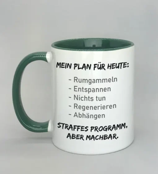 Lustige Spruchtasse mit farbiger Innenseite