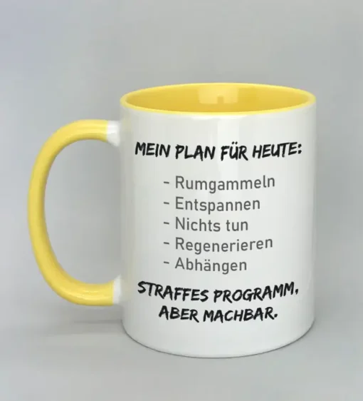 Lustige Spruchtasse mit farbiger Innenseite