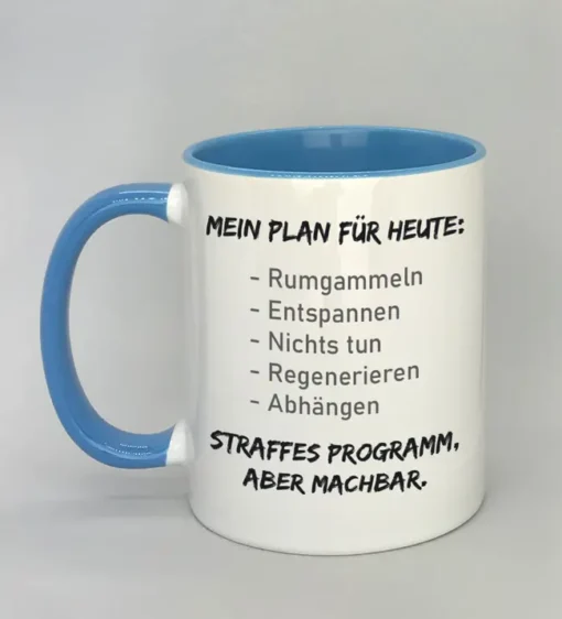 Lustige Spruchtasse mit farbiger Innenseite