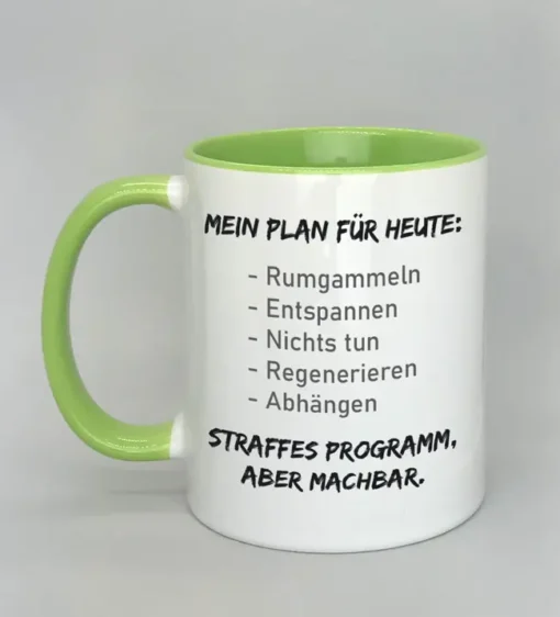 Lustige Spruchtasse mit farbiger Innenseite