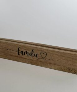 Bilderhalter aus Holz mit Aufdruck