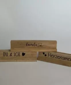 Bilderhalter aus Holz mit Aufdruck