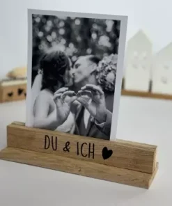 Bilderhalter aus Holz mit Aufdruck