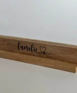 Bilderhalter aus Holz mit Aufdruck