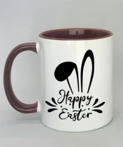 Tasse mit Ostermotiv und farbiger Innenseite bordeaux