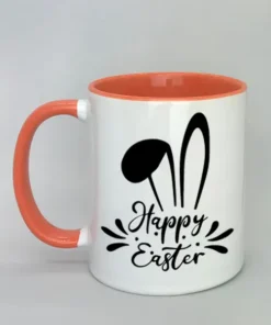 Tasse mit Ostermotiv und farbiger Innenseite rot