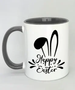 Tasse mit Ostermotiv und farbiger Innenseite schwarz