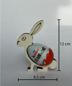 Eierhalter in Hasenform mit Überrachungsei mit Abmessungen