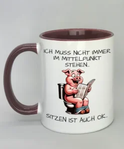 Spruchtasse mit farbiger Innenseite bordeaux
