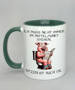 Spruchtasse mit farbiger Innenseite dunkelgrün