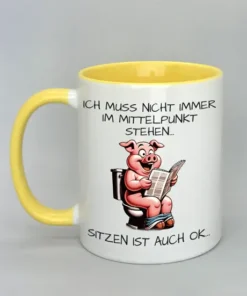 Spruchtasse mit farbiger Innenseite gelb
