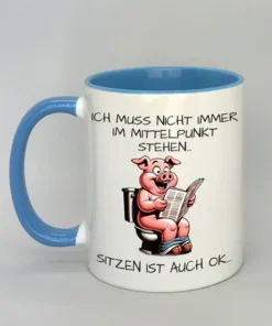 Spruchtasse mit farbiger Innenseite hellblau