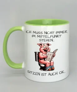 Spruchtasse mit farbiger Innenseite hellgrün