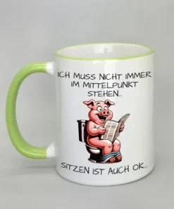 Spruchtasse mit farbigem Rand hellgrün
