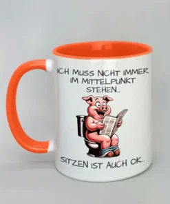 Spruchtasse mit farbiger Innenseite orange